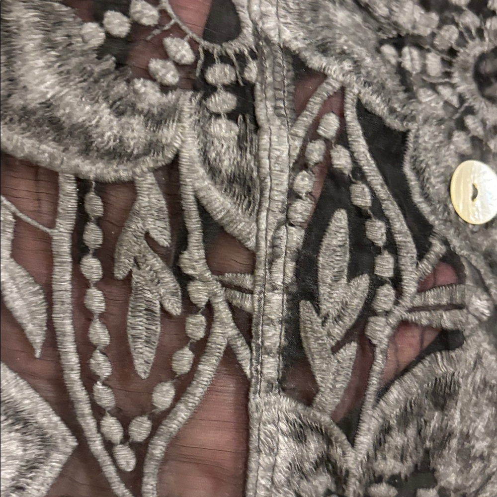 Women's Black Floral Button-Up Jacket - Picture 4 of 7